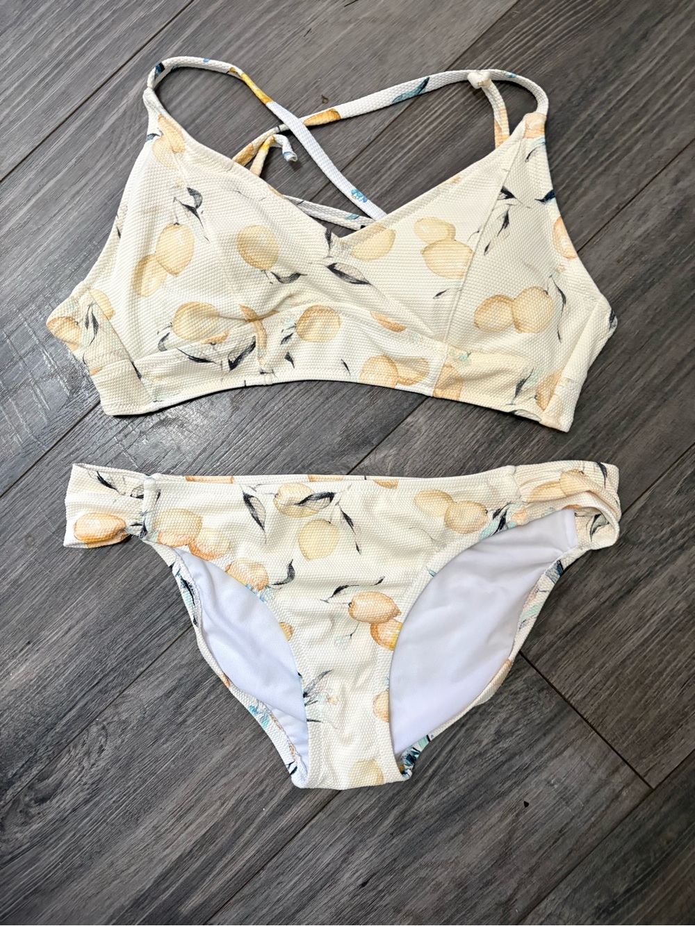 Jessica Simpson Cream Lemon Bikini Tankini Set M Medium